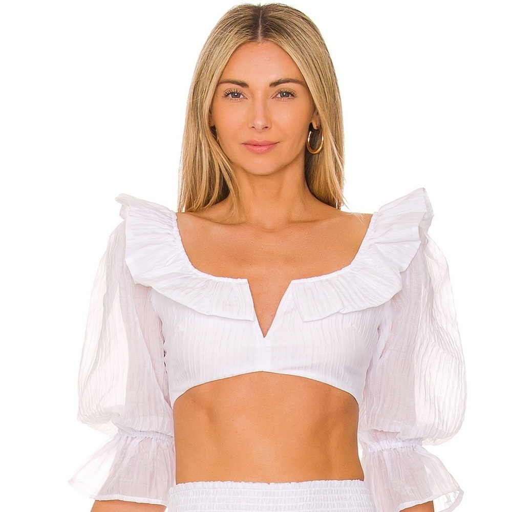 Lovers + Friends Crisp White Puff Sleeve Blouse - Picture 3 of 13